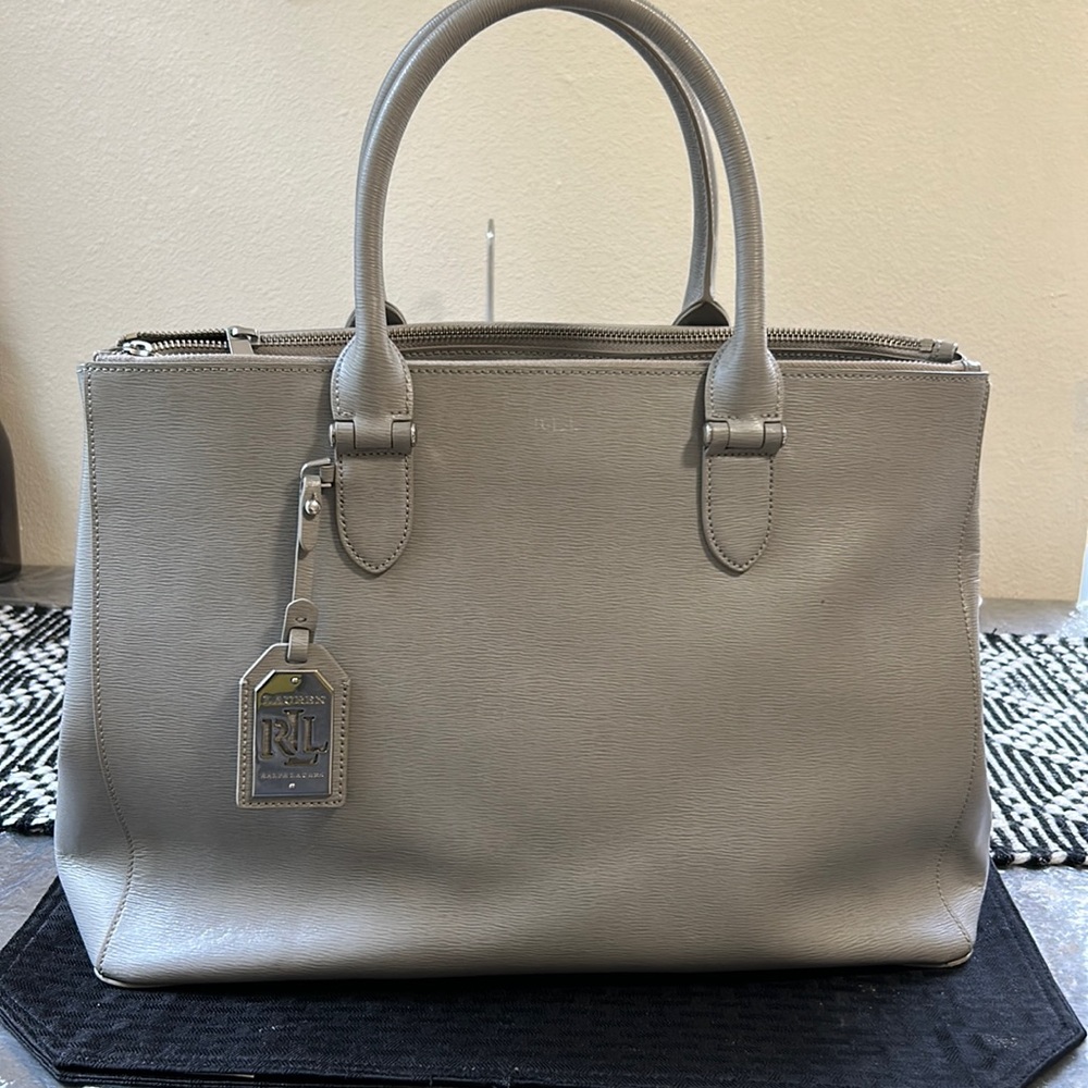 Authentic Ralph Lauren Vintage Newbury Gray Leather purse. Never Used